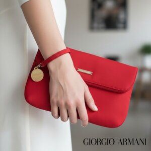 Giorgio Armani Beauty NWOT Red Cosmetic Makeup Bag Travel Wristlet